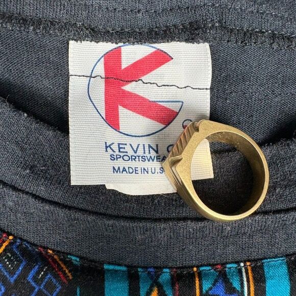 Vintage 80s Southwest Rodeo Aztec Fringe Long Sleeve Shirt Black OS XL Cowgirl - Picture 5 of 11